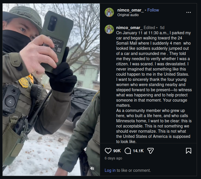 Brave person stands up to immigration enforcement efforts  that violate the 4th amendment.