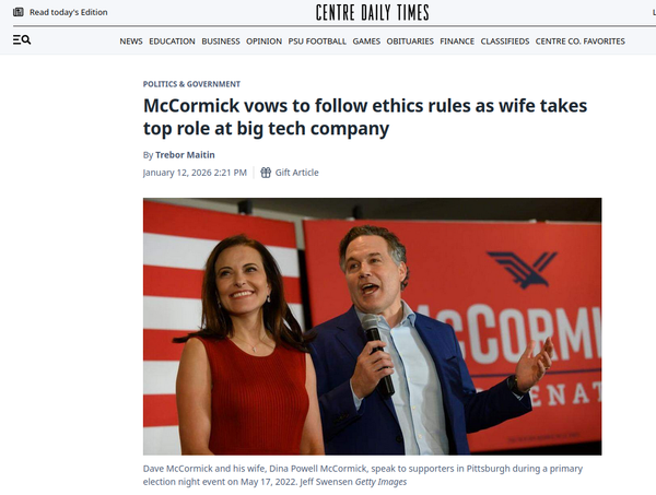 Either Dave McCormick's staff is trolling me or they are having a hard time keeping up